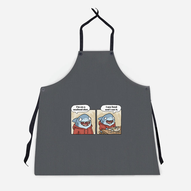 Shark Seafood Diet-Unisex-Kitchen-Apron-GoshWow
