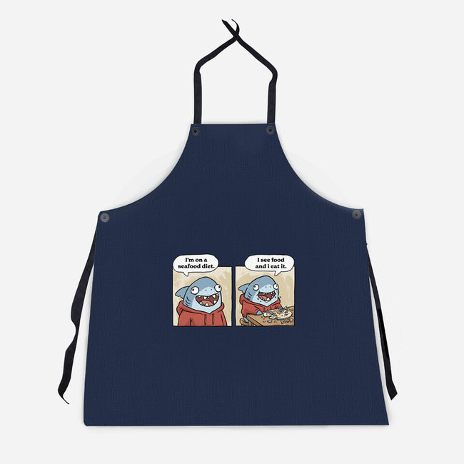 Shark Seafood Diet-Unisex-Kitchen-Apron-GoshWow