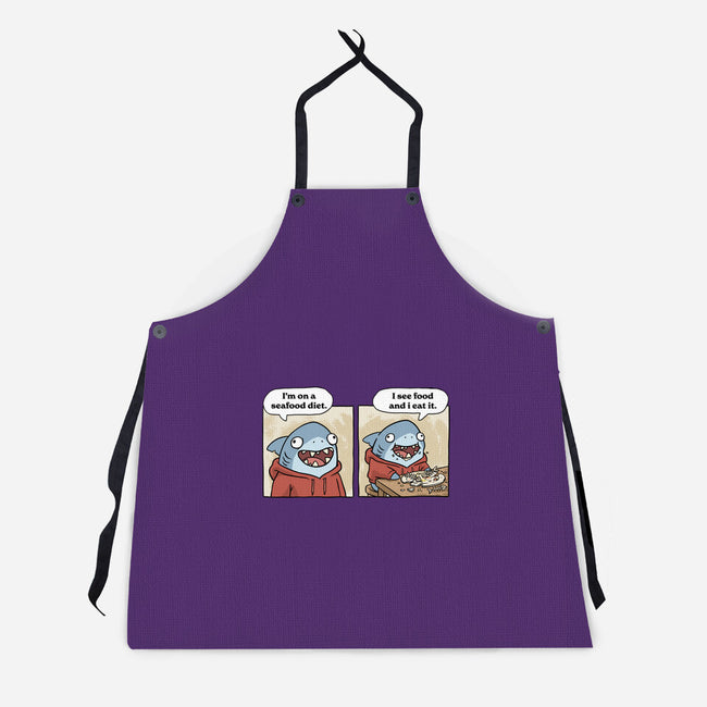 Shark Seafood Diet-Unisex-Kitchen-Apron-GoshWow