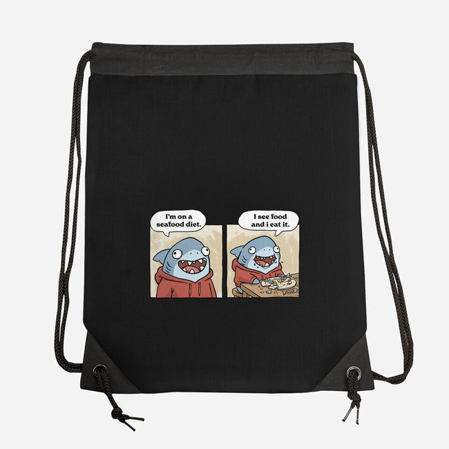 Shark Seafood Diet-None-Drawstring-Bag-GoshWow