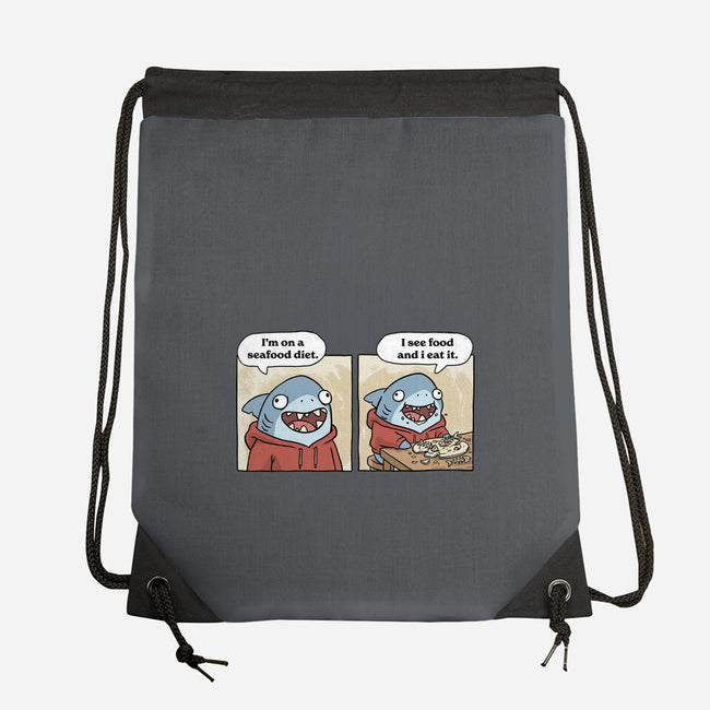 Shark Seafood Diet-None-Drawstring-Bag-GoshWow