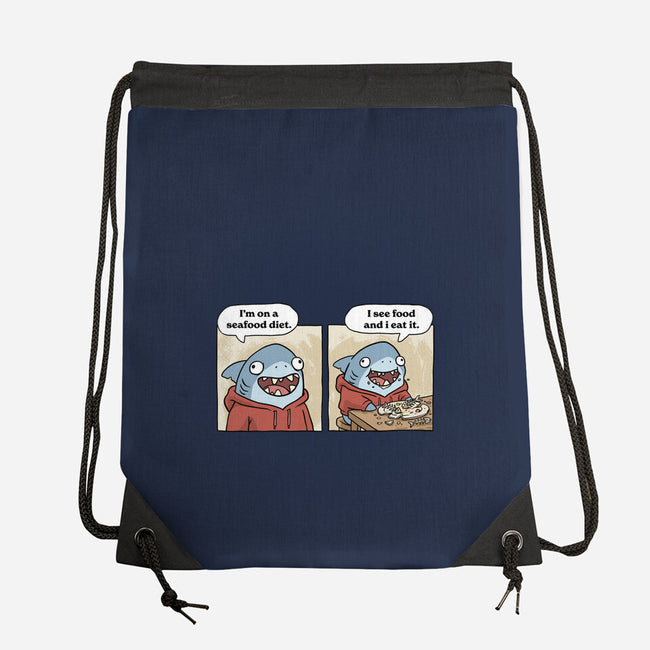 Shark Seafood Diet-None-Drawstring-Bag-GoshWow