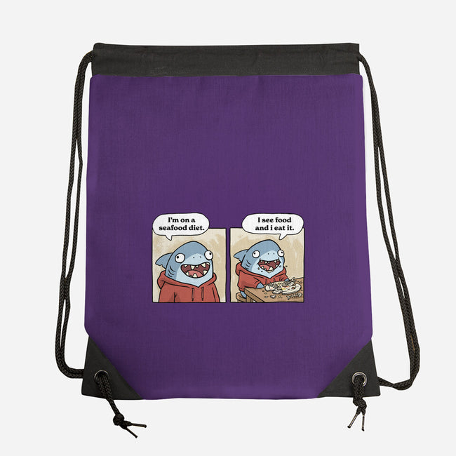 Shark Seafood Diet-None-Drawstring-Bag-GoshWow