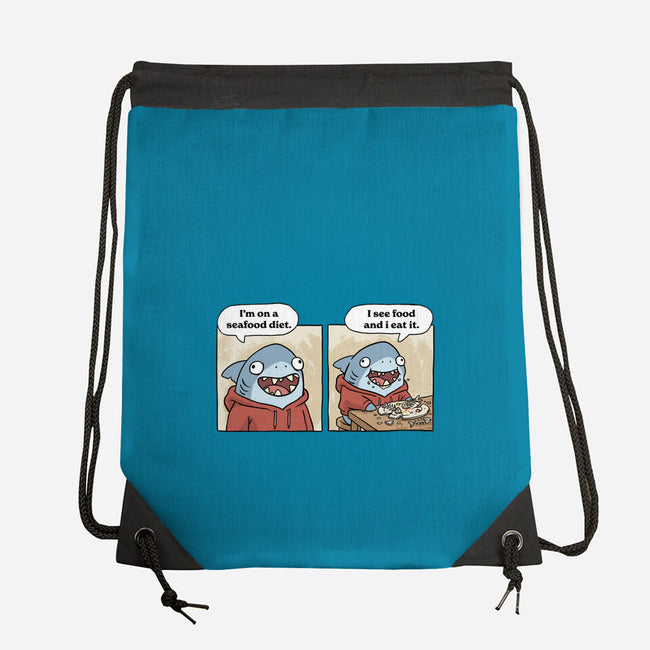 Shark Seafood Diet-None-Drawstring-Bag-GoshWow