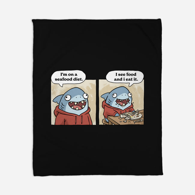 Shark Seafood Diet-None-Fleece-Blanket-GoshWow