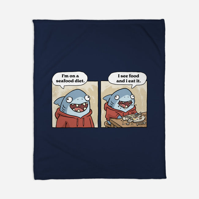 Shark Seafood Diet-None-Fleece-Blanket-GoshWow