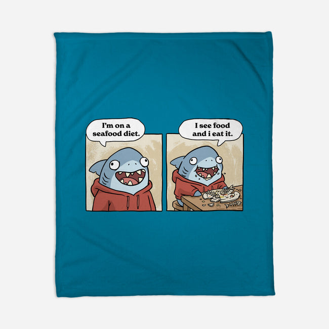 Shark Seafood Diet-None-Fleece-Blanket-GoshWow