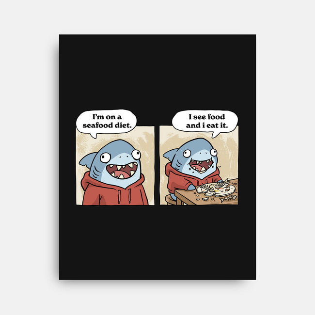 Shark Seafood Diet-None-Stretched-Canvas-GoshWow