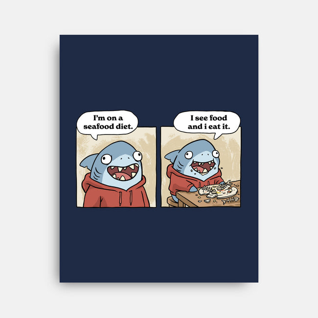 Shark Seafood Diet-None-Stretched-Canvas-GoshWow