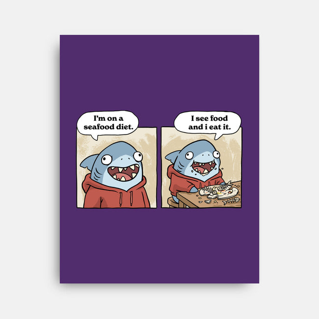 Shark Seafood Diet-None-Stretched-Canvas-GoshWow
