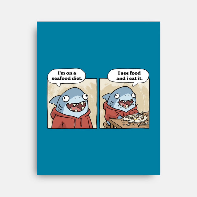 Shark Seafood Diet-None-Stretched-Canvas-GoshWow