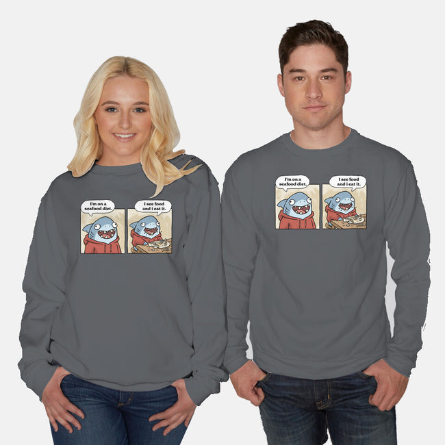 Shark Seafood Diet-Unisex-Crew Neck-Sweatshirt-GoshWow