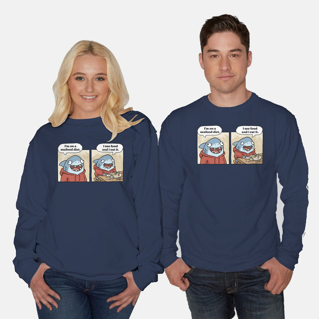 Shark Seafood Diet-Unisex-Crew Neck-Sweatshirt-GoshWow