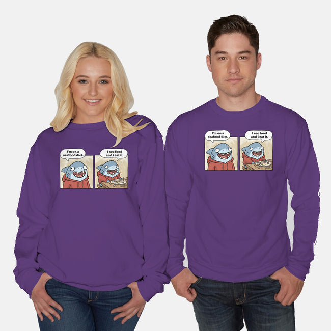 Shark Seafood Diet-Unisex-Crew Neck-Sweatshirt-GoshWow