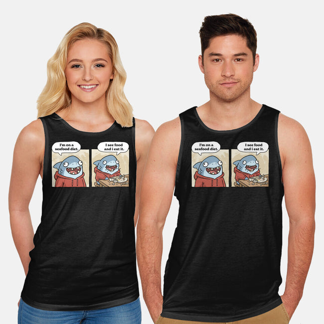 Shark Seafood Diet-Unisex-Basic-Tank-GoshWow