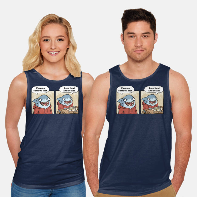 Shark Seafood Diet-Unisex-Basic-Tank-GoshWow
