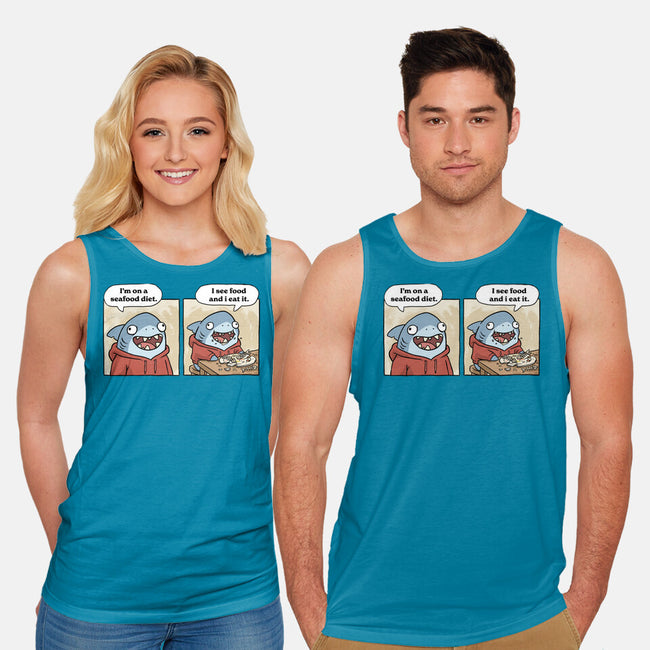 Shark Seafood Diet-Unisex-Basic-Tank-GoshWow