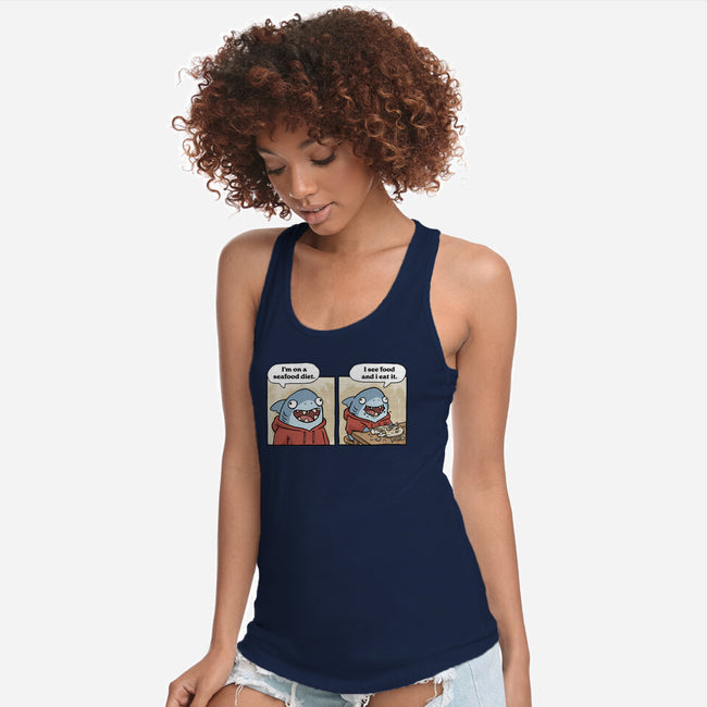 Shark Seafood Diet-Womens-Racerback-Tank-GoshWow