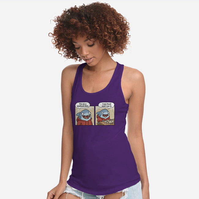 Shark Seafood Diet-Womens-Racerback-Tank-GoshWow