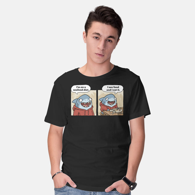 Shark Seafood Diet-Mens-Basic-Tee-GoshWow