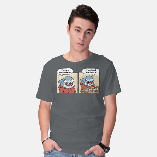 Shark Seafood Diet-Mens-Basic-Tee-GoshWow