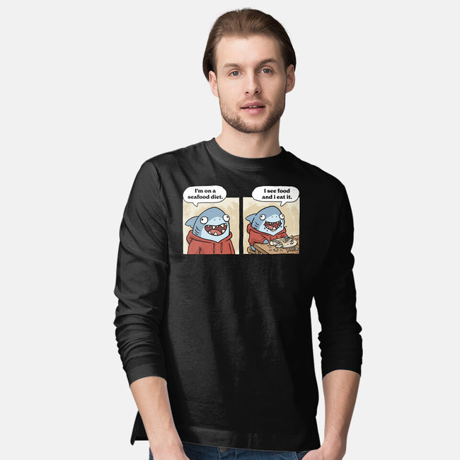 Shark Seafood Diet-Mens-Long Sleeved-Tee-GoshWow