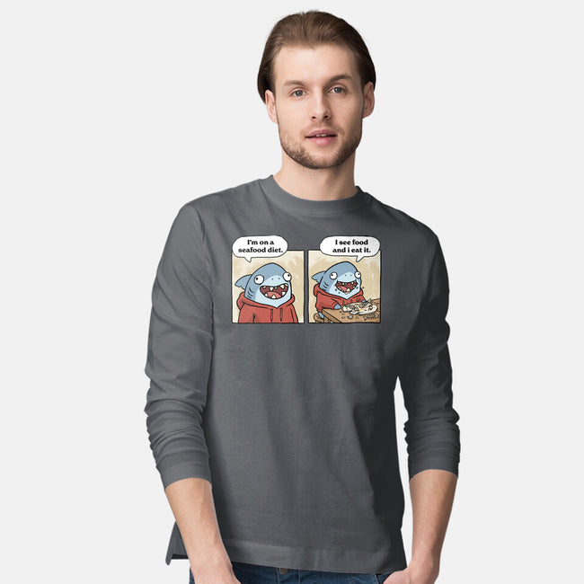 Shark Seafood Diet-Mens-Long Sleeved-Tee-GoshWow