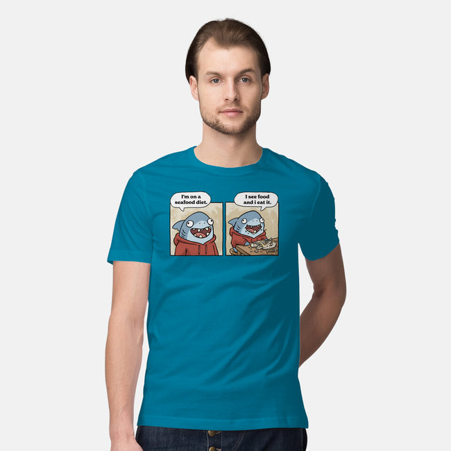 Shark Seafood Diet-Mens-Premium-Tee-GoshWow