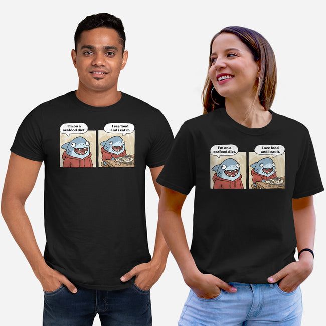 Shark Seafood Diet-Unisex-Basic-Tee-GoshWow