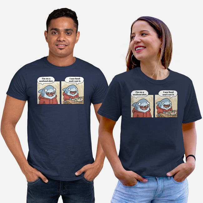 Shark Seafood Diet-Unisex-Basic-Tee-GoshWow