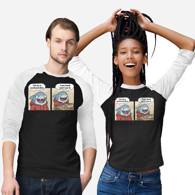 Shark Seafood Diet-Unisex-Baseball-Tee-GoshWow