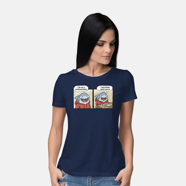 Shark Seafood Diet-Womens-Basic-Tee-GoshWow