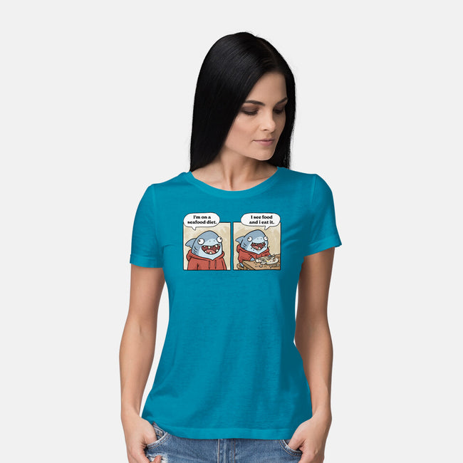 Shark Seafood Diet-Womens-Basic-Tee-GoshWow