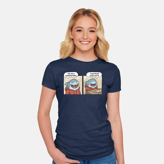 Shark Seafood Diet-Womens-Fitted-Tee-GoshWow