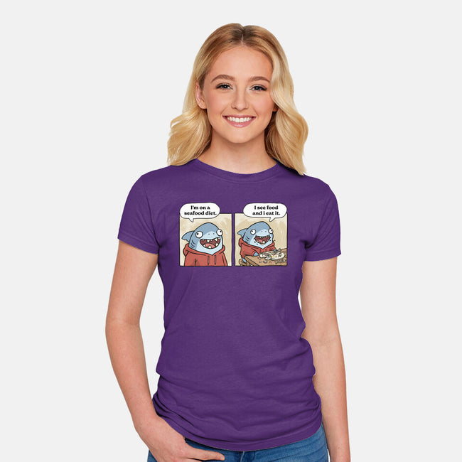 Shark Seafood Diet-Womens-Fitted-Tee-GoshWow