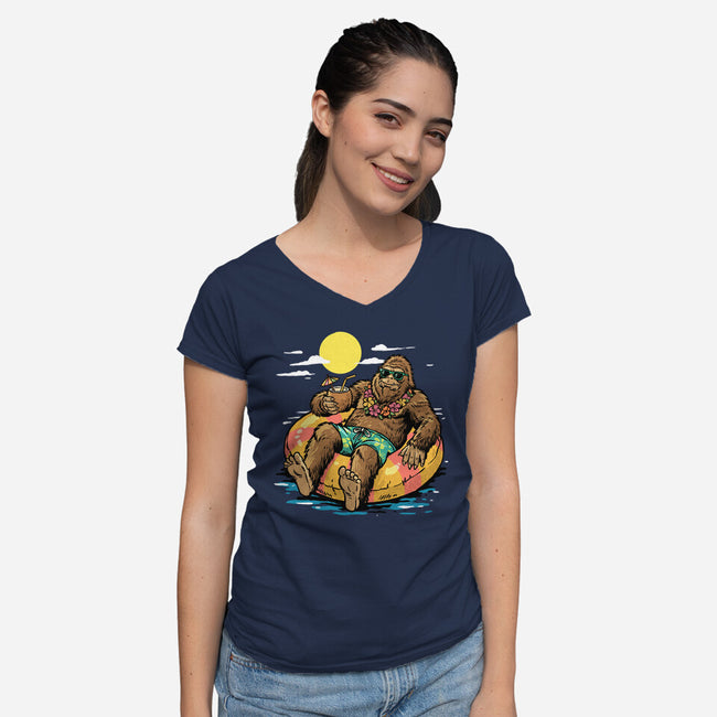 Cryptid Summer-Womens-V-Neck-Tee-GoshWow