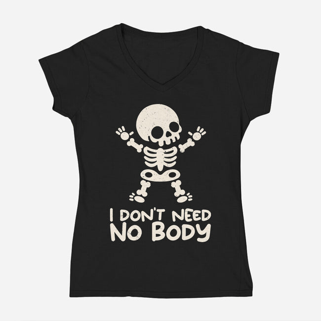 No Body Skeleton-Womens-V-Neck-Tee-NemiMakeit