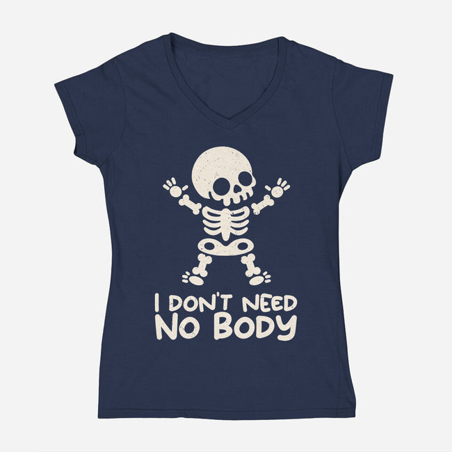 No Body Skeleton-Womens-V-Neck-Tee-NemiMakeit