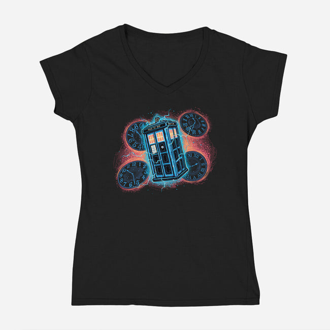 The Ripple Of Time-Womens-V-Neck-Tee-glitchygorilla