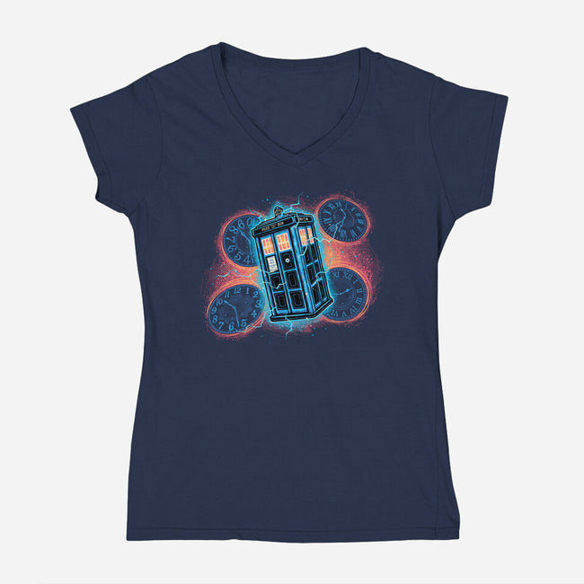 The Ripple Of Time-Womens-V-Neck-Tee-glitchygorilla
