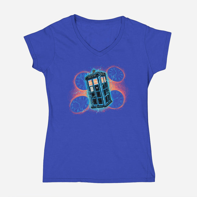 The Ripple Of Time-Womens-V-Neck-Tee-glitchygorilla