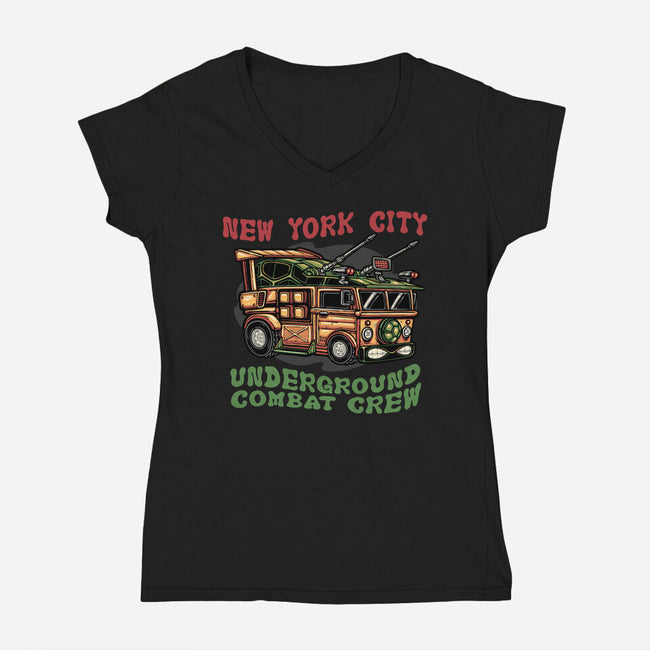 NYC Underground-Womens-V-Neck-Tee-glitchygorilla