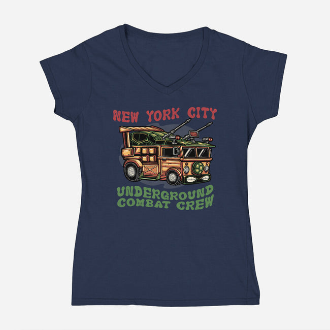 NYC Underground-Womens-V-Neck-Tee-glitchygorilla