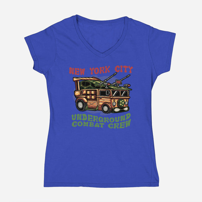 NYC Underground-Womens-V-Neck-Tee-glitchygorilla