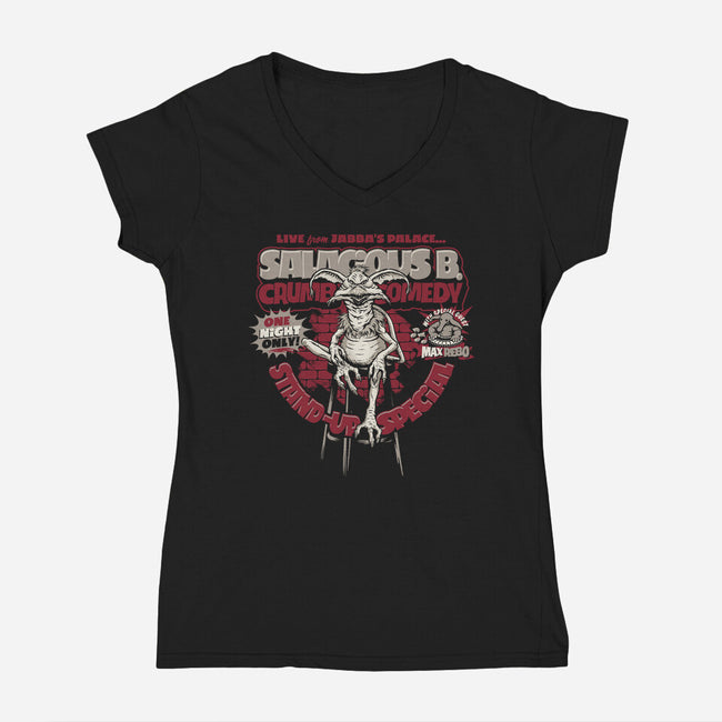 Crumb Comedy-Womens-V-Neck-Tee-Wheels