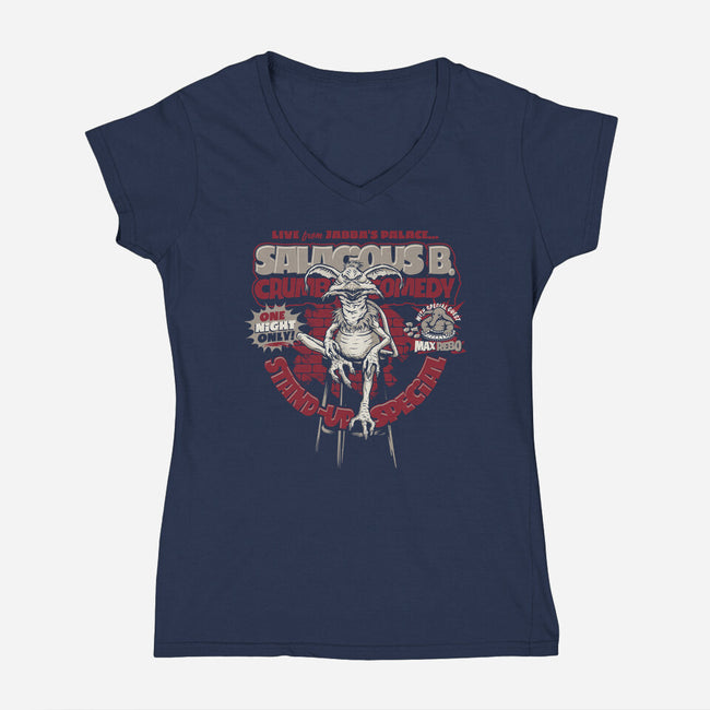 Crumb Comedy-Womens-V-Neck-Tee-Wheels