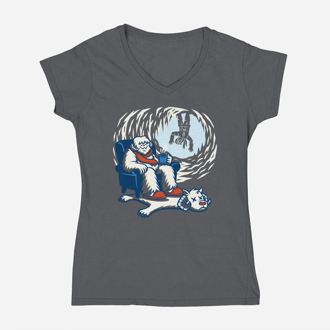 Cozy Cave-Womens-V-Neck-Tee-Wheels