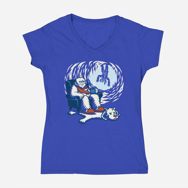 Cozy Cave-Womens-V-Neck-Tee-Wheels