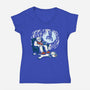 Cozy Cave-Womens-V-Neck-Tee-Wheels