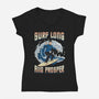 Surf Long And Prosper-Womens-V-Neck-Tee-NMdesign
